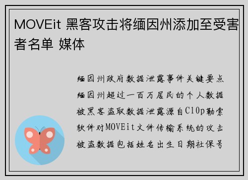 MOVEit 黑客攻击将缅因州添加至受害者名单 媒体